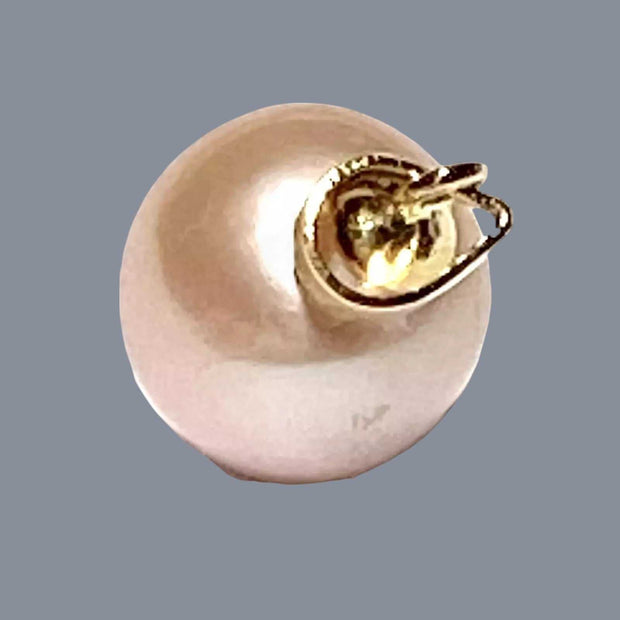 Mirror Luster 10.8 - 11mm Edison Cultured Peach Pink Round Pearl Pendant