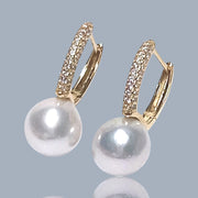 Stunning 9-9.5mm Round Edison Natural White Pearl Clip-On Earring