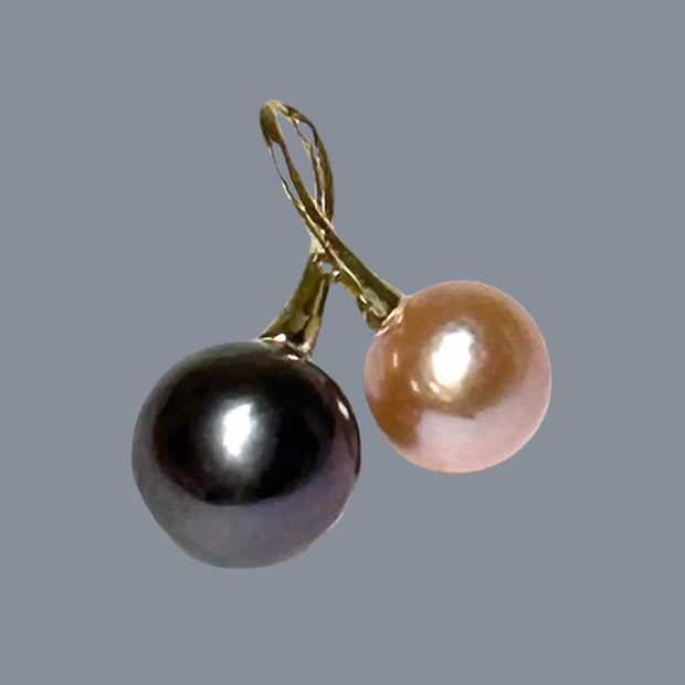 Round 9.2 & 11.5mm Edison Peach/Black Cultured 2 Pearl Pendant