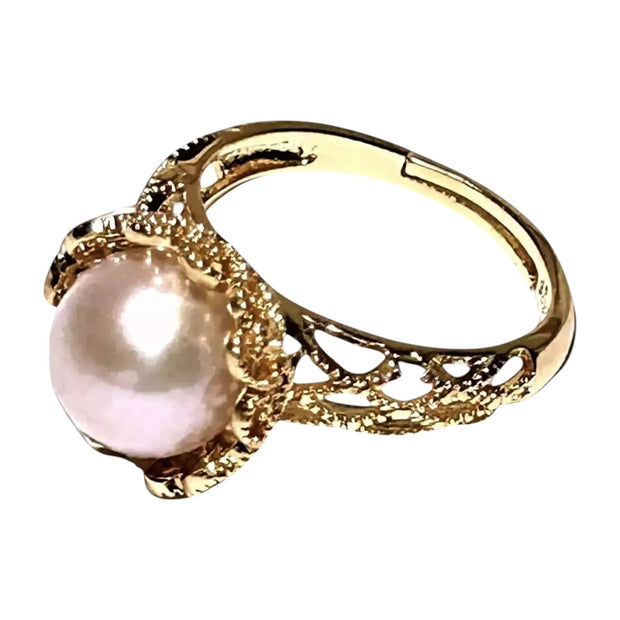 Exquisite 10.3mm Purple Pink Edison Round Cultured Pearl Ring Size 7