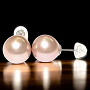 Fabulous 9.5 - 10mm Natural Peach Pink Edison Pearl Stud Earrings