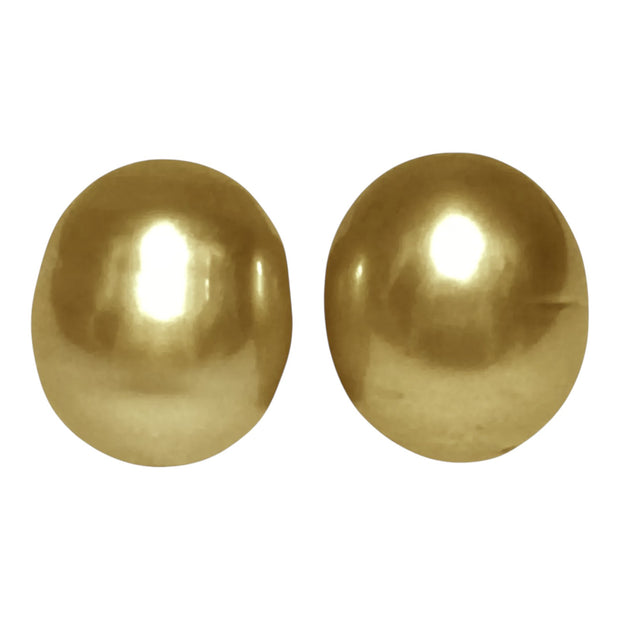 A Pair 10.5 x 12.5mm Deep Gold Philippines South Sea Oval Pearls