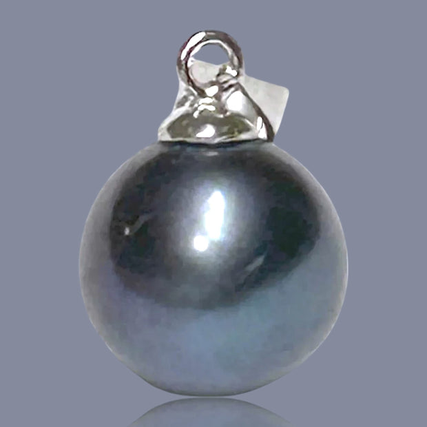 5A 11mm Peacock Black Blue Round Cultured Edison Pearl Pendant