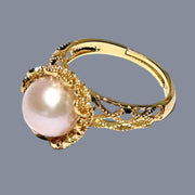 Exquisite 10.3mm Purple Pink Edison Round Cultured Pearl Ring Size 7