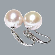 Round White Pinkish 11.5- 11.7mm Edison Cultured Pearl Dangle Earrings