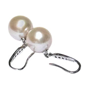 Round White Pinkish 11.5- 11.7mm Edison Cultured Pearl Dangle Earrings