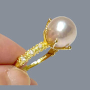 Classic 10mm Edison Natural Baby Rose Pink Round Pearl Ring Size 5.5