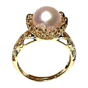 Exquisite 10.3mm Purple Pink Edison Round Cultured Pearl Ring Size 7