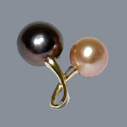 Round 9.2 & 11.5mm Edison Peach/Black Cultured 2 Pearl Pendant