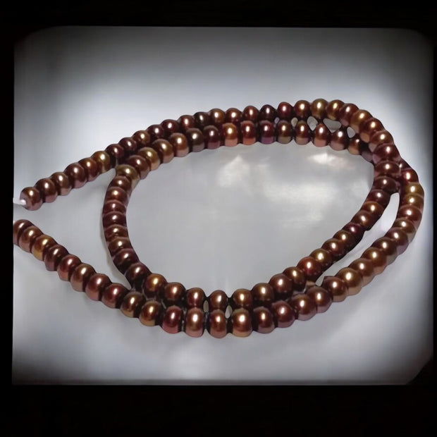 Shinny 6 - 6.5mm Corn Round Multi Brown Bronze Pearl 16" Strand