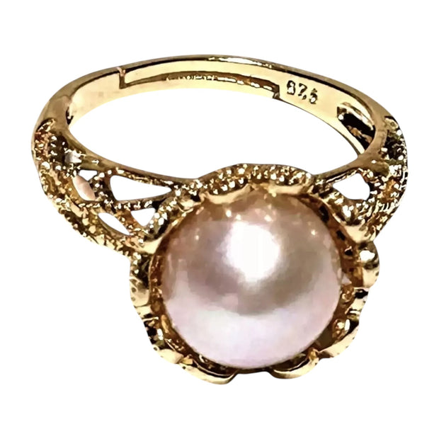 Exquisite 10.3mm Purple Pink Edison Round Cultured Pearl Ring Size 7