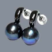 925 Sterling Silver Black Rhodium Edison Peacock Blue Pearl Earrings