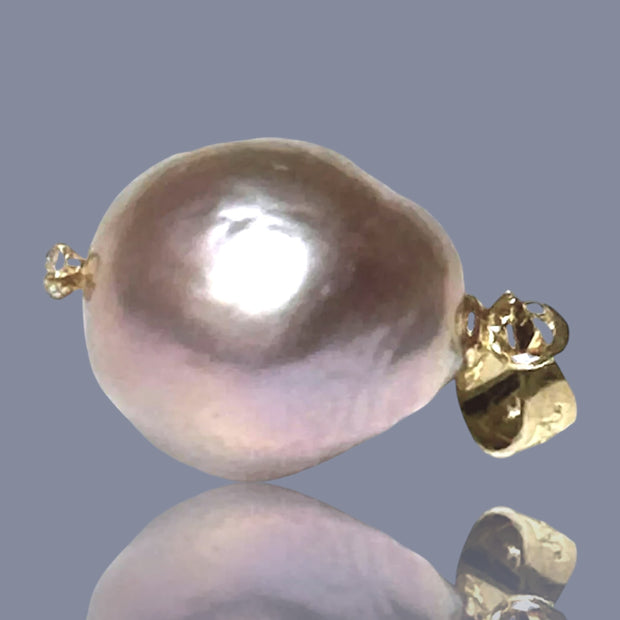 Unique 12.2x14mm Natural Purple Pink Rainbow Keshi Pearl Pendant