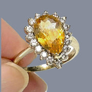 Natural 2.88 Carats 8.2 x 13mm Citrine Yellow Pear Shape Ring S 7