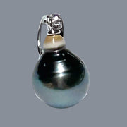 Drop 11.7 x 14.5mm Tahitian Natural Peacock Gray Green Pearl Pendant