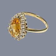 Natural 2.88 Carats 8.2 x 13mm Citrine Yellow Pear Shape Ring S 7