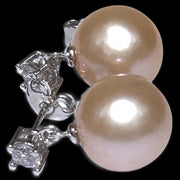 Stunning Huge 11.5mm Peach Gold Pink Edison Cultured Pearl Earrings