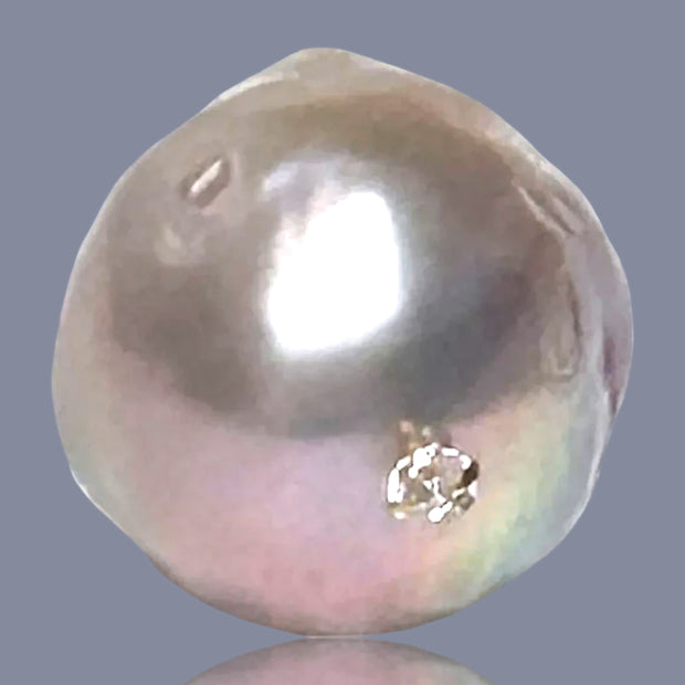 Unique 12.2x14mm Natural Purple Pink Rainbow Keshi Pearl Pendant