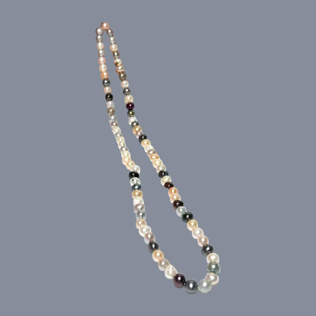 Gorgeous 5- 5.5mm Beautiful Multicolor Cultured Oval Round Pearl 16" Strand