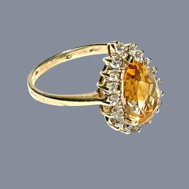 Natural 2.88 Carats 8.2 x 13mm Citrine Yellow Pear Shape Ring S 7