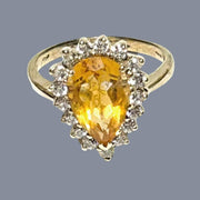 Natural 2.88 Carats 8.2 x 13mm Citrine Yellow Pear Shape Ring S 7