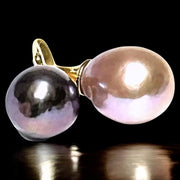 Oval Round 9.5-12.6mm Edison Purple Black Cultured Double Pearl Pendant – Elegant Jewelry