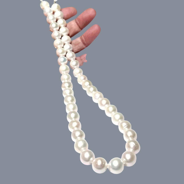 Oval Round 41 pcs 10.2-11mm Edison White Pink Cultured Pearl 16" Strand