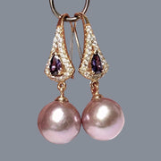 Fantastic 10 - 10.5mm Purple Lavender Pink Edison Pearl Dangle Earrings