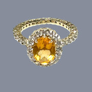 Elegant Natural 2.2 Carat 7 x 9mm Citrine Yellow Color Oval Ring Size 6