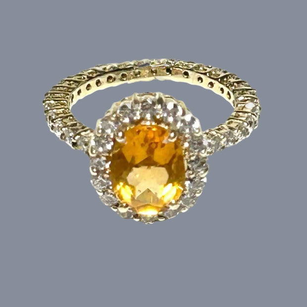 Elegant Natural 2.2 Carat 7 x 9mm Citrine Yellow Color Oval Ring Size 6