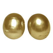 A Pair 10.5 x 12.5mm Deep Gold Philippines South Sea Oval Pearls