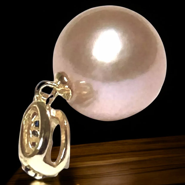 Round 12mm Edison Natural Purple Peach Rose Pink Pearl Pendant