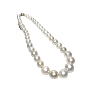 5A Round 8.6 - 12.8mm South Sea White Cultured 38 Pearls 18" Strand