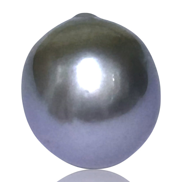 Oval 12.4 x 13.9mm Tahitian Natural Peacock Gray Green Loose Pearl