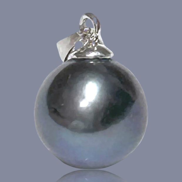 5A 11mm Peacock Black Blue Round Cultured Edison Pearl Pendant