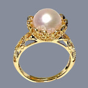 Exquisite 10.3mm Purple Pink Edison Round Cultured Pearl Ring Size 7