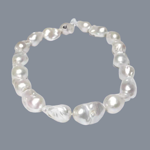 Baroque 16 - 26mm 18 pcs White Pink Cultured Keshi Pearl 16" Strand