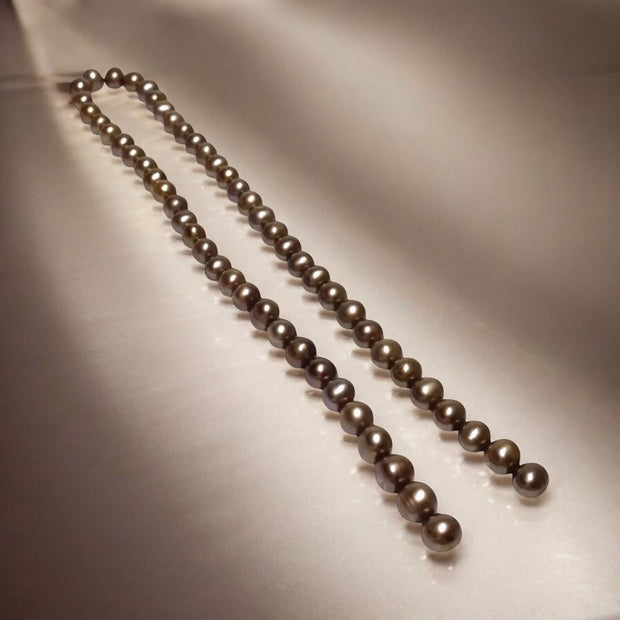 7.5 - 8.3mm Round Smoke Brown Bronze Cultured FW Pearl 16" Strand