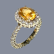 Elegant Natural 2.2 Carat 7 x 9mm Citrine Yellow Color Oval Ring Size 6