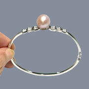 Enchanting 10- 10.5mm Pink Edison Cultured Round Pearl 7 - 7.5" Bangle