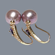 Fantastic 10 - 10.5mm Purple Lavender Pink Edison Pearl Dangle Earrings