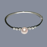 Enchanting 10- 10.5mm Pink Edison Cultured Round Pearl 7 - 7.5" Bangle