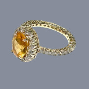 Elegant Natural 2.2 Carat 7 x 9mm Citrine Yellow Color Oval Ring Size 6