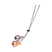 Baroque 14.8-20mm Peach Silver Gray Keshi Double Pearls 16-20" Necklace