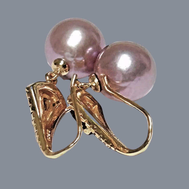 Fantastic 10 - 10.5mm Purple Lavender Pink Edison Pearl Dangle Earrings