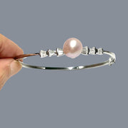 Enchanting 10- 10.5mm Pink Edison Cultured Round Pearl 7 - 7.5" Bangle