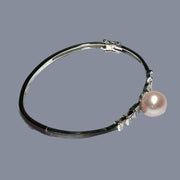 Enchanting 10- 10.5mm Pink Edison Cultured Round Pearl 7 - 7.5" Bangle