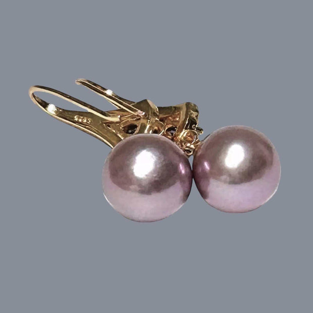 Fantastic 10 - 10.5mm Purple Lavender Pink Edison Pearl Dangle Earrings