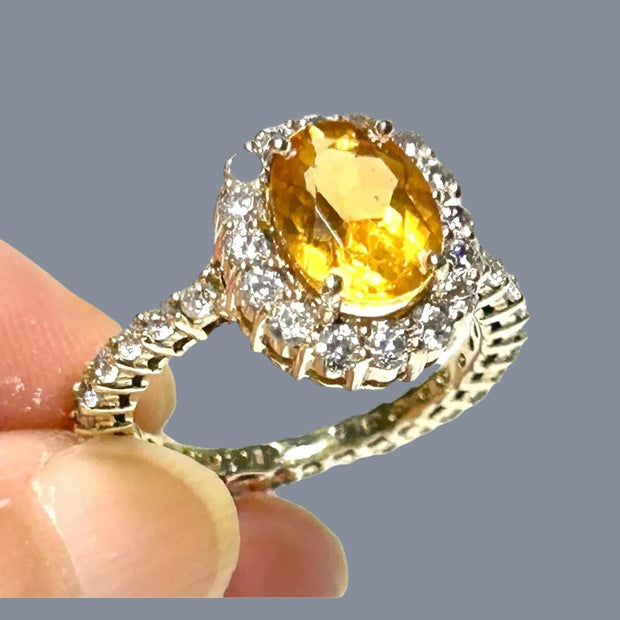 Elegant Natural 2.2 Carat 7 x 9mm Citrine Yellow Color Oval Ring Size 6