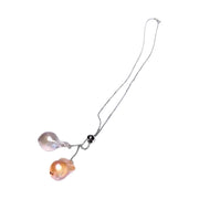 Baroque 14.8-20mm Peach Silver Gray Keshi Double Pearls 16-20" Necklace